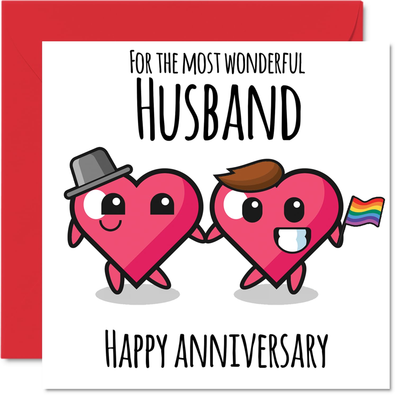 LGBT Anniversary Card - Wonderful Husband - Happy Wedding Anniversary Cards for Husband Partner, 145mm Greeting Cards for Anniversaries