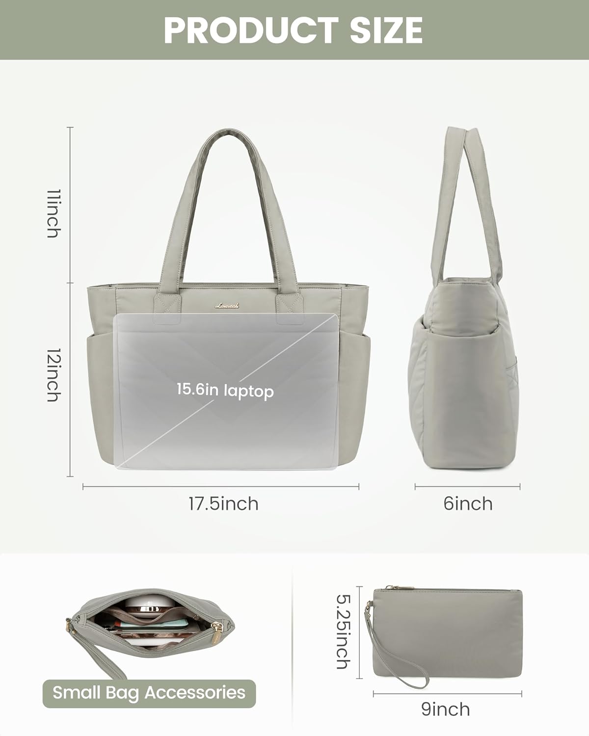 LOVEVOOK Tote Bag for Women, Puffer Work Travel Handbag with Zipper for Teacher Nurse, Quilted Cute Laptop Shoulder Gym Bag - Image 7