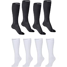 CompressionZ 30-40 mmHg Knee High Compression Socks Bundle, 2-Pack Black + 2-Pack White Medium Firm Graduated Support for Travel, Nurses, Athletes, Circulation & Leg Relief