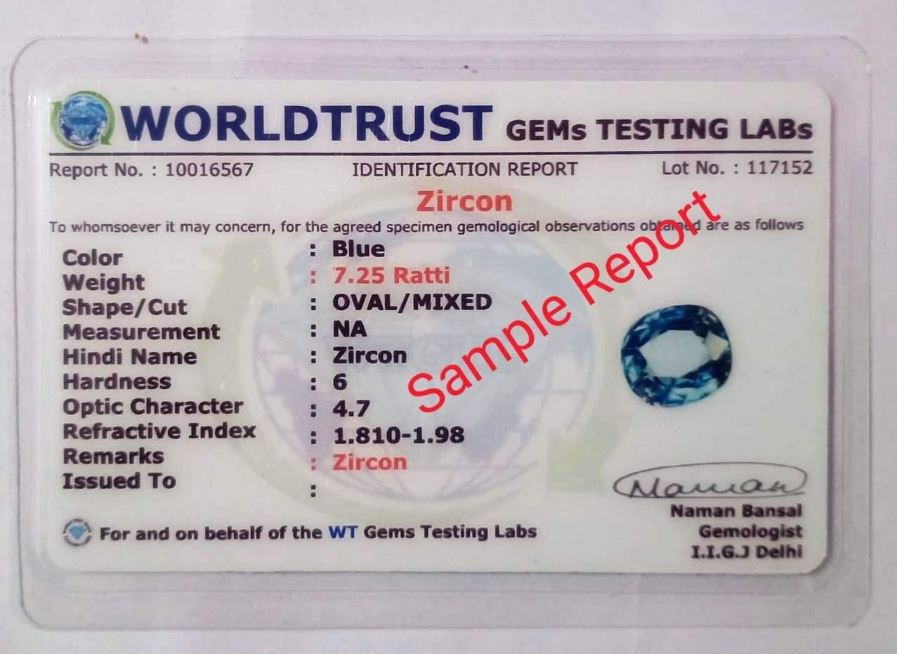 ブルージルコン 8.00 ラッティ認定天然アメリカンダイヤモンド宝石、天然ブルージルコンルースジェムストーン、ブルージリコン(ダイヤ