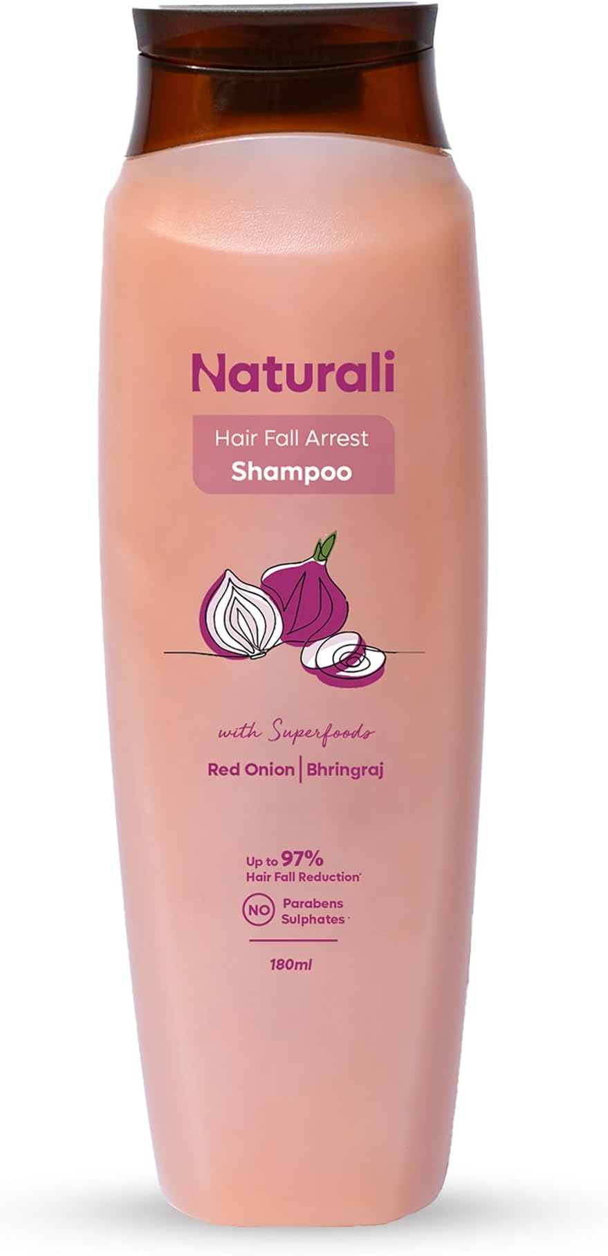 Naturali Hair fall Arrest Shampoo, Pack of 1| 180 ml |With Red Onion & Bhringraj | Reduces Hair Fall By Boosting Scalp Health|Promotes Hair Growth|Suitable for All Hair Types| Paraben & Sulphate Free