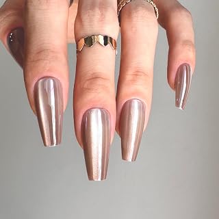 Redykat 30PCS Cat Eye Glossy Coffin Press On Nails, Extra Long Glazed Donut Fake Nails, Gel Finished Ombre Brown False Nails, Salon Quality Nail art, Home Quick Manicure
