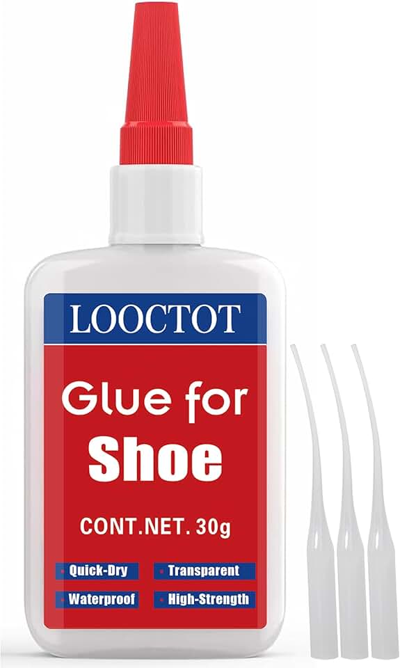 LOOCTOT 30g de cola para sapatos, cola para botas, cola super instantânea para reparo de sapatos e solas, reparo de saltos de sapatos, colagem de vários materiais, como borracha, couro; cime