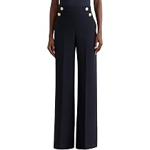 REISS Womens' Carley Button Detail Wide Leg Trouser