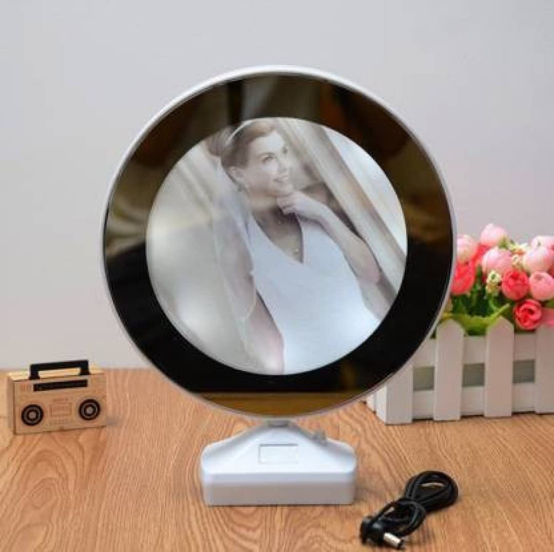 TS Magic Mirror Photo+ Frame Magic Mirror LED Photo Frame Birthday, Valentines Gift,Surprise ,Home Decor , Decoration, Attractive Mirror, Round Mirror, Framed, White, Tabletop Mount (B0912LYQ7X) Amazon Price History, Amazon Price Tracker