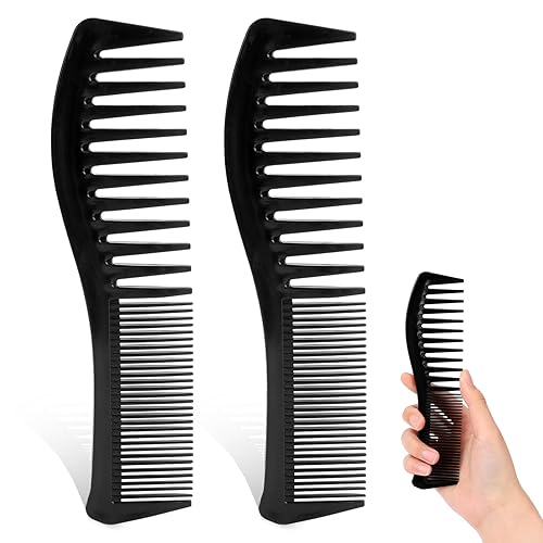 Juego de aseo multiusos para el cabello, paquete de 2 peines de peluquero de doble cara, plástico de 7.2 pulgadas para hombres y mujeres, dientes