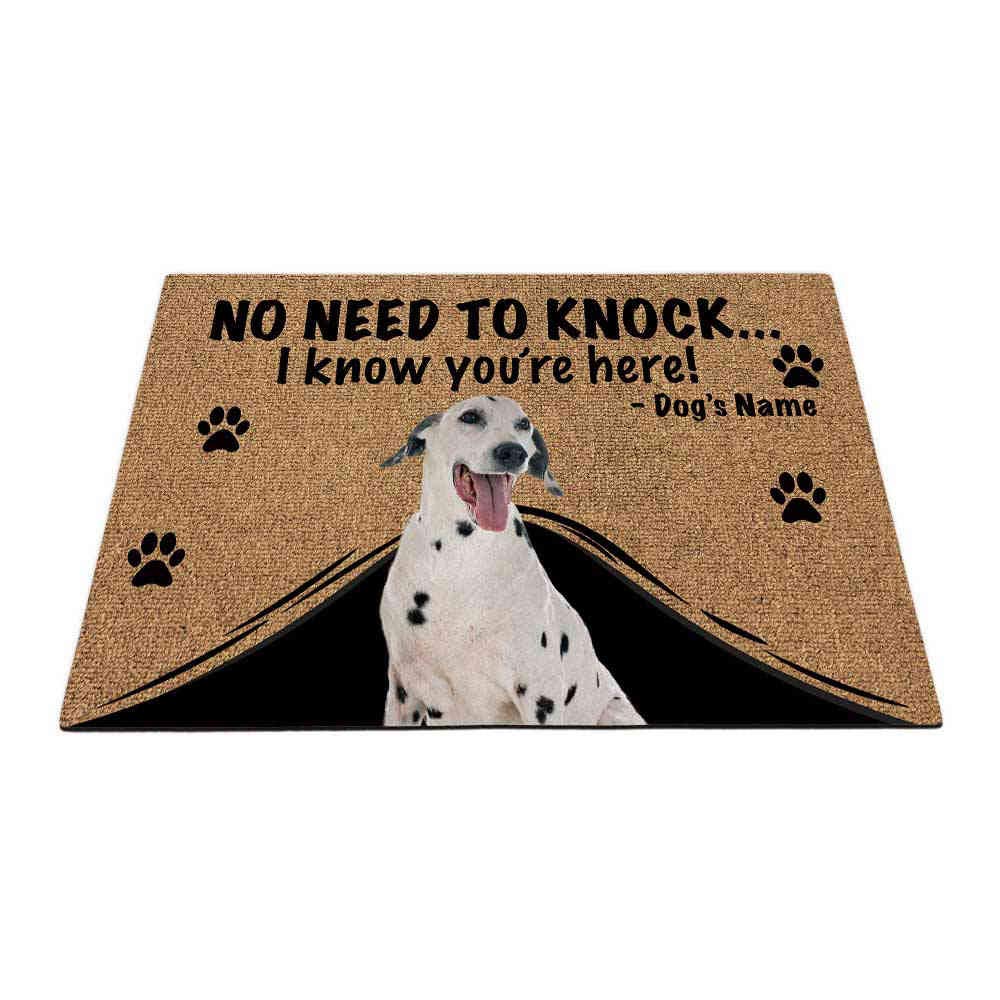 BAGEYOU Personalized Doormat with My Love Dog Dalmatian Dog Welcome Floor Mat Not Need to Knock I Know You're Here 27.5" x 17.7"