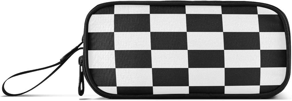Kcldeci Buffalo Check Pencil Case, Black White Plaid Checkered Pencil Bag Storage Pouch Pen Pencil Marker Stationery Bag Holder for Middle High School College and Office