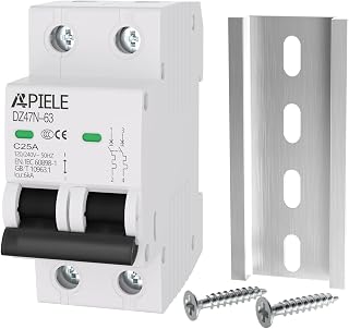 APIELE Miniature Circuit Breakers AC 120/240V, 25Amp 2Poles Circuit Breaker for Solar Photovoltaic Systems, DIN Rail Mount AC Disconnect Switch (2P-25A)