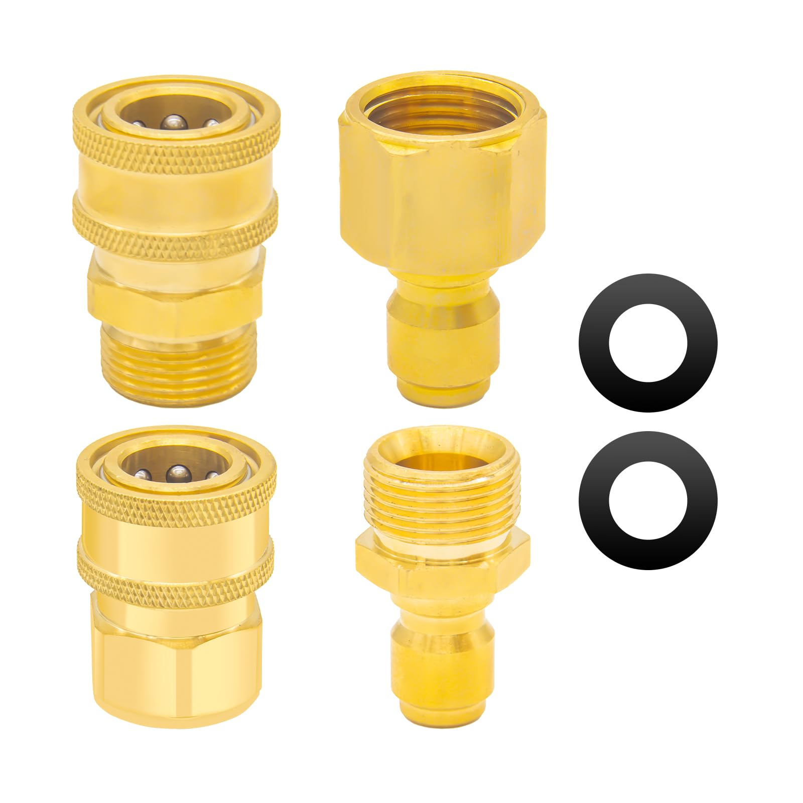 Pressure Washer Quick Connect Kit,M22 15mm to 3/8 Inch NPT Hose Quick Connect Fitting Coupler Male Female Threads Stainless Steel Adapters Compatible with Sunjoe,Campbell Stanley Pressure Washer,4 Pcs-image-17