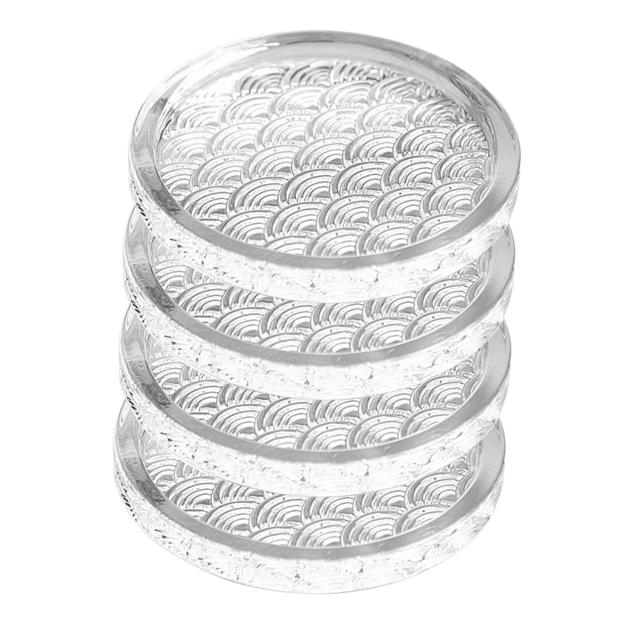 Posavasos de Vidrio Redondos 4 Piezas Patrón Ondulado | Hogar y Hotel, Resistencia al Calor y Protección contra Rayones, Formato Compacto para Mesa