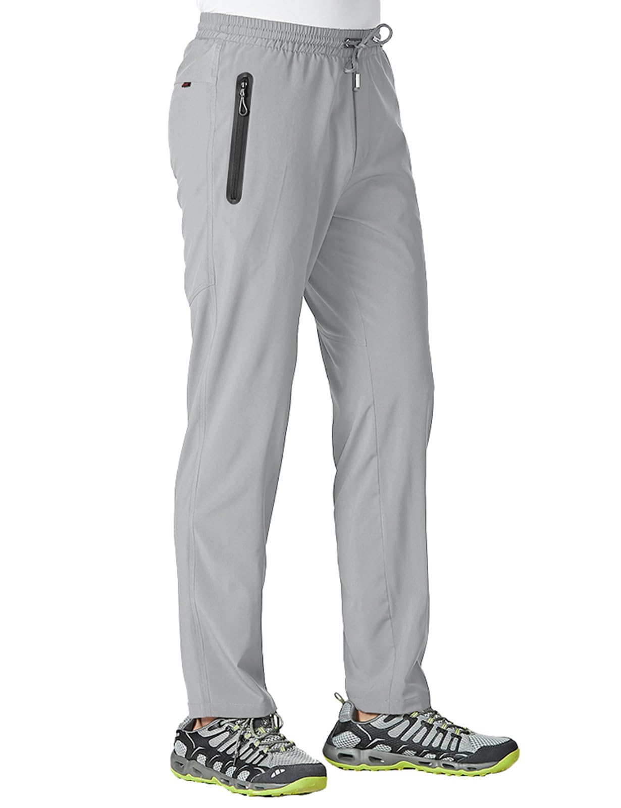 TBMPOYMen's Lightweight Hiking Travel Pants Breathable Athletic Fishing Active Joggers Zipper Pockets