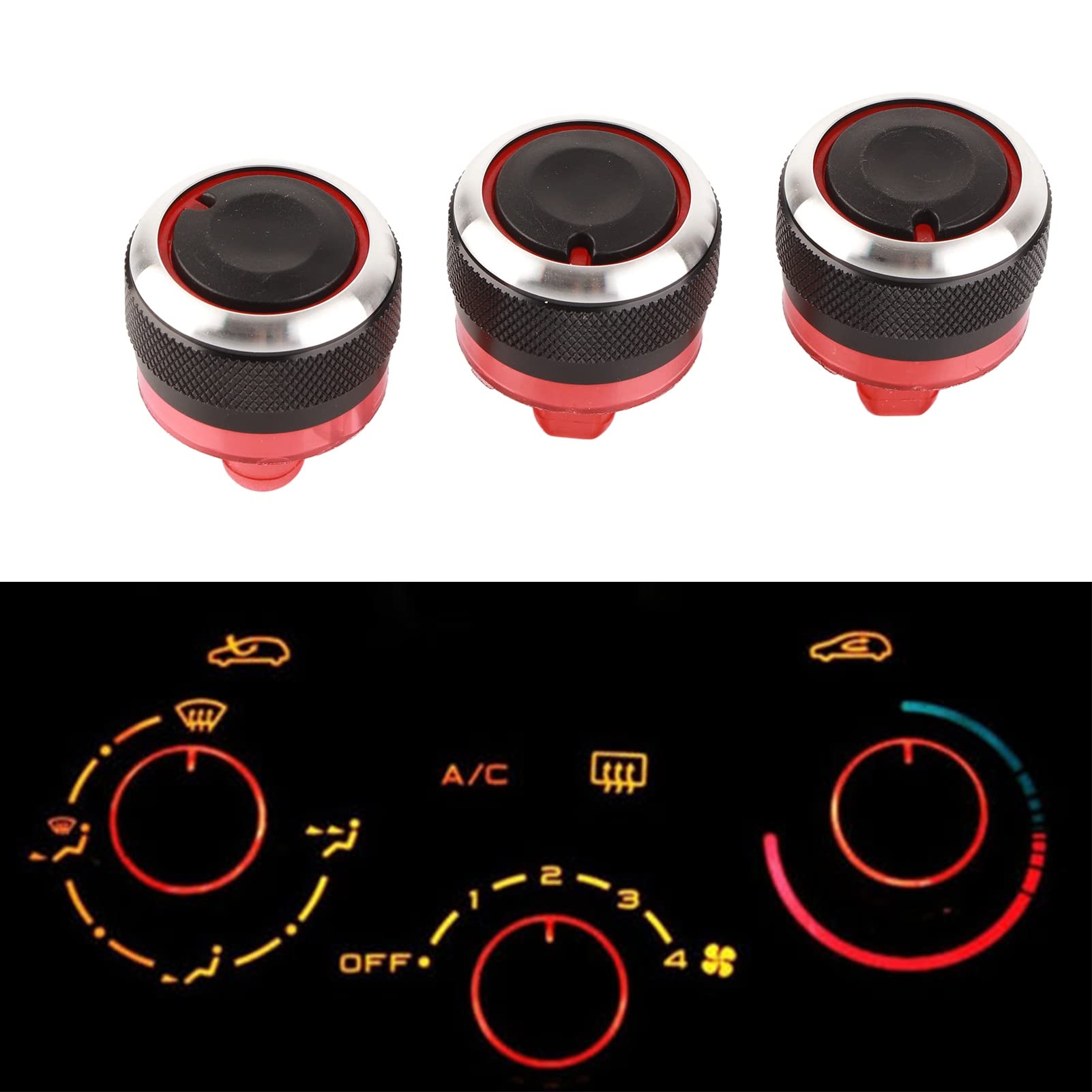 Kit Boutons Climatisation Voiture AC - 3 Pièces Remplacement Pour Peugeot 206/206+/207 - Matériau ABS Qualité