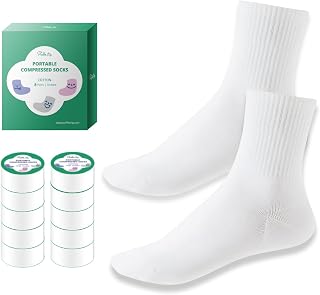 Compressed 80% Cotton Travel Socks Reusable Compact Breathable Unisex for Traveling Camping Business Trip Fishing Hotel