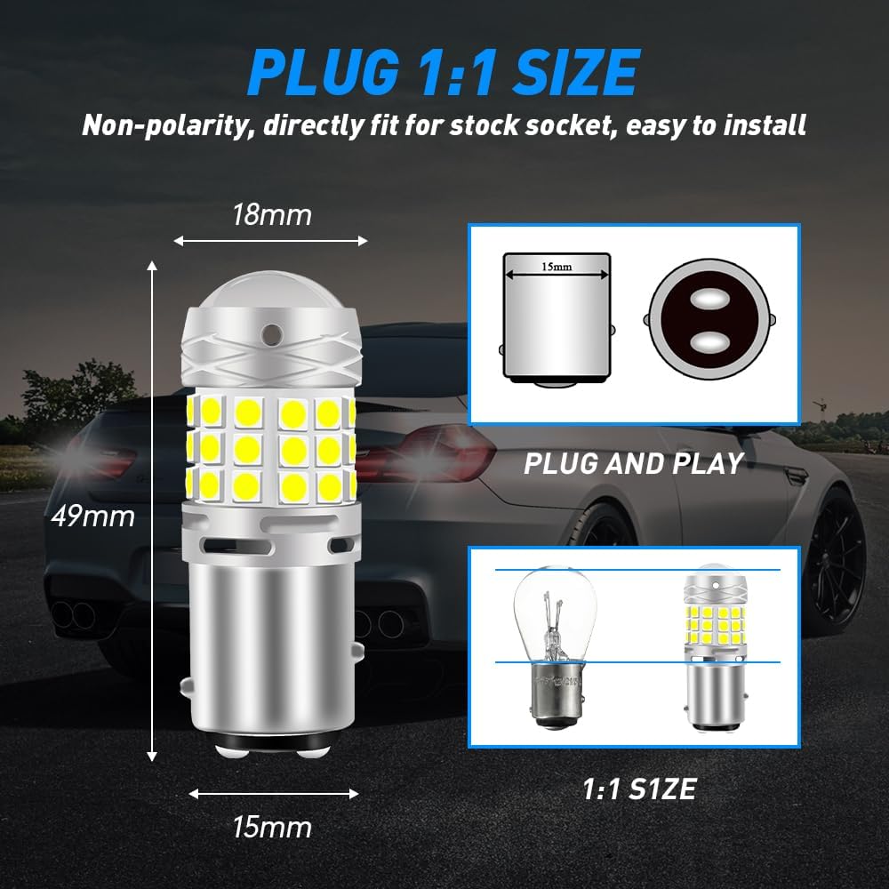 KaiDengZhe P21/5W 1157 BAY15D LED Bulbs，3030 42-EX Chips Canbus Error Free Super Bright White 12-36V 2057 2357 Car Replacement Bulb for Backup Reverse Parking Tail Brake DRL Turn Signal Light 2PCS