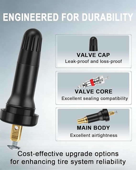 Riseuvo TPMS 20008 Rubber Snap-in Tire Valve Stems for TPMS Sensor, 5Pcs