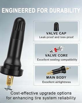 Riseuvo TPMS 20008 Rubber Snap-in Tire Valve Stems for TPMS Sensor, 5Pcs