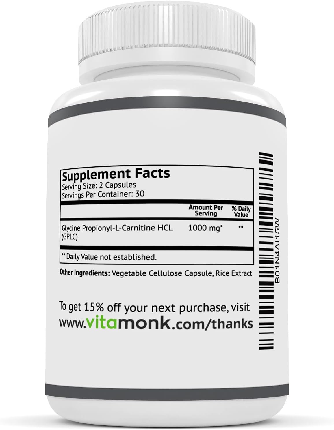 GlycoTrax™ - High Absorption GPLC Supplement - No Artificial Fillers - GPLC Glycine Propionyl-L-Carnitine Capsules by Vitamonk™ - Supplements to Support Healthy Blood Flow - 60 Capsules : Health & Household