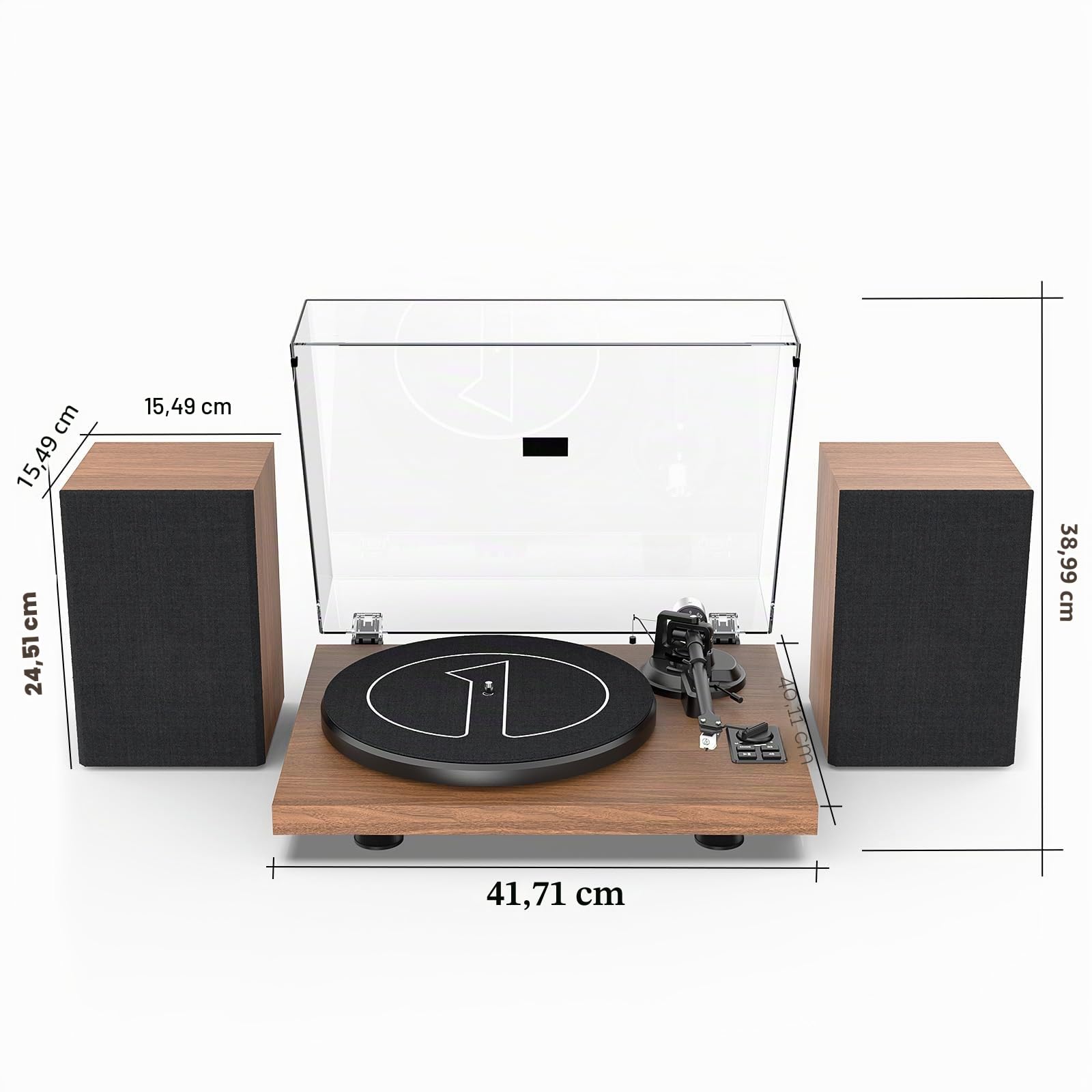 1 by ONE HiFi Bluetooth Plattenspieler mit USB-Anschluss MM System 33/45 U/min Auto-Stopp und Phono-Vorverstärker Riemenantrieb Vinyl Record Player mit 2 Lautsprechern