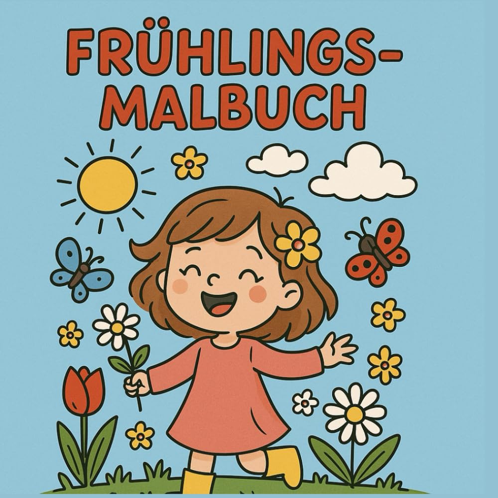 Kinder-Frühlings-Malbuch (mit Mini-Gedichten) für Kinder | 29 lustige, süße und leichte Motive zum Ausmalen und Kritzeln mit Mini-Gedichten | ... Geschenk für Jungen und Mädchen im Frühling!