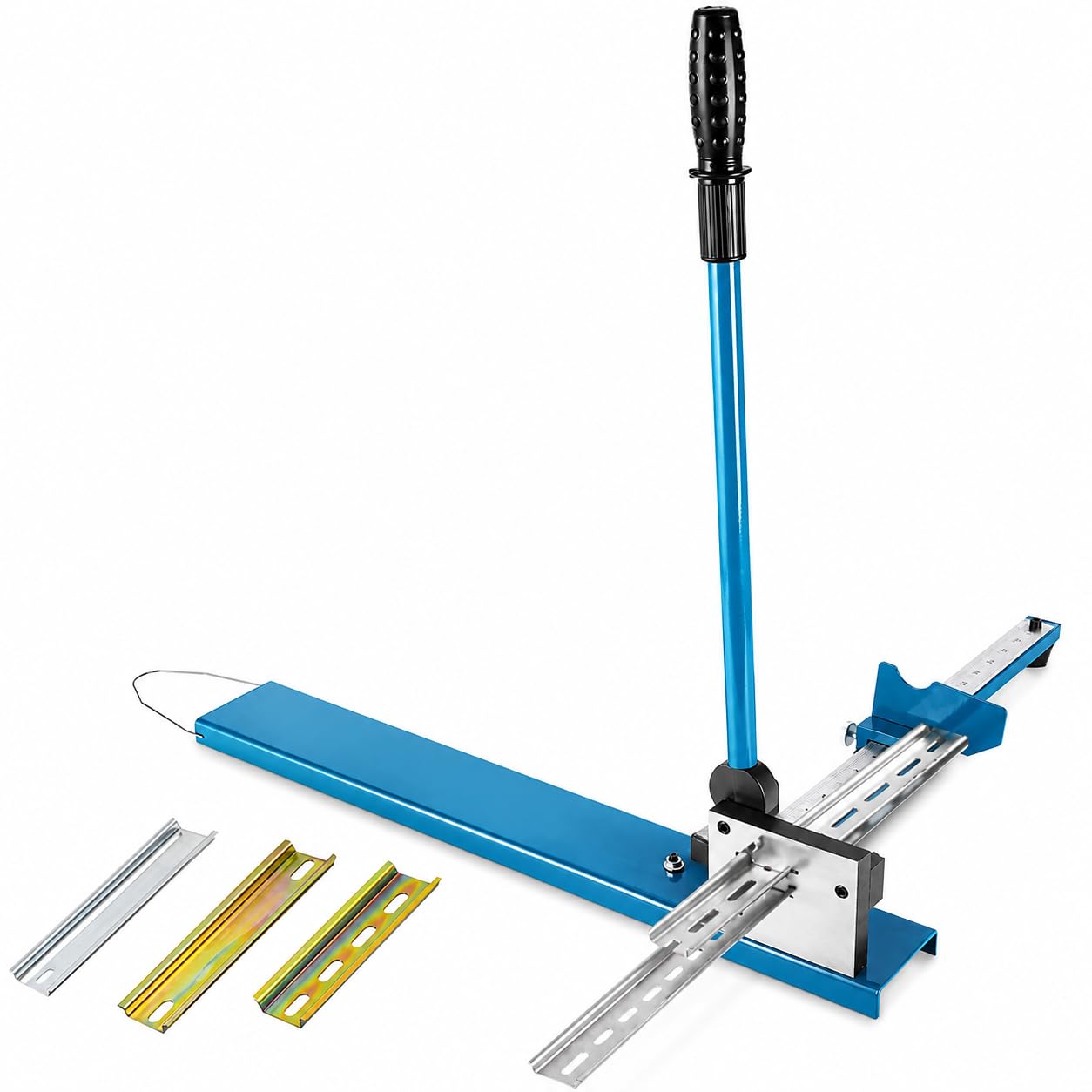 Taglierina DIN con righello da 50 cm per binari in acciaio e alluminio da 35 mm | Sistema di taglio a doppia scanalatura, cursore regolabile e lunga maniglia a leva per un taglio preciso in lotti.