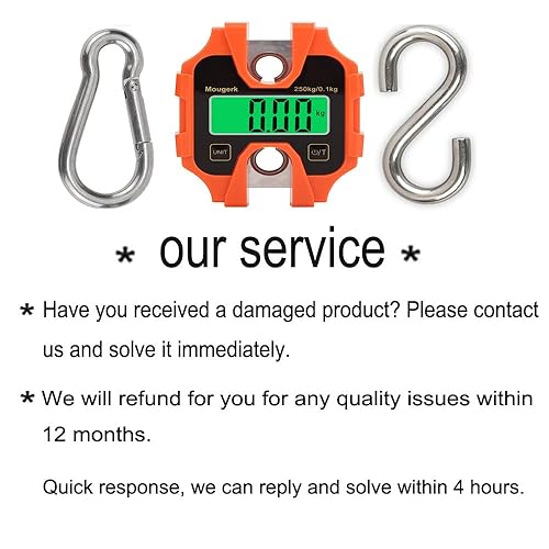 Miniatura 3 de Báscula colgante digital portátil resistente para grúa de 551.2 lbs, 500 libras, 2 pilas AAA (no incluidas)