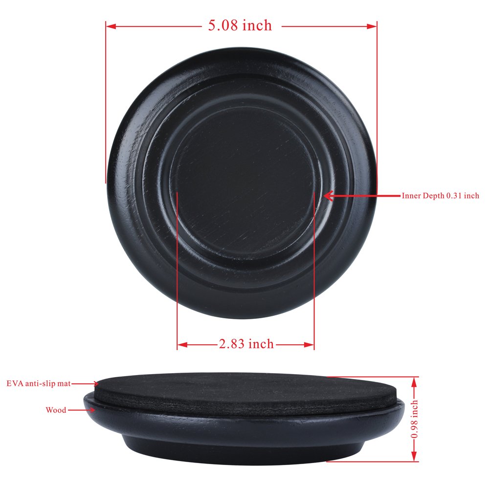 Kingpoint, set di piedini a coppa in legno massiccio per pianoforti a coda, confezione da 3 pezzi , Black