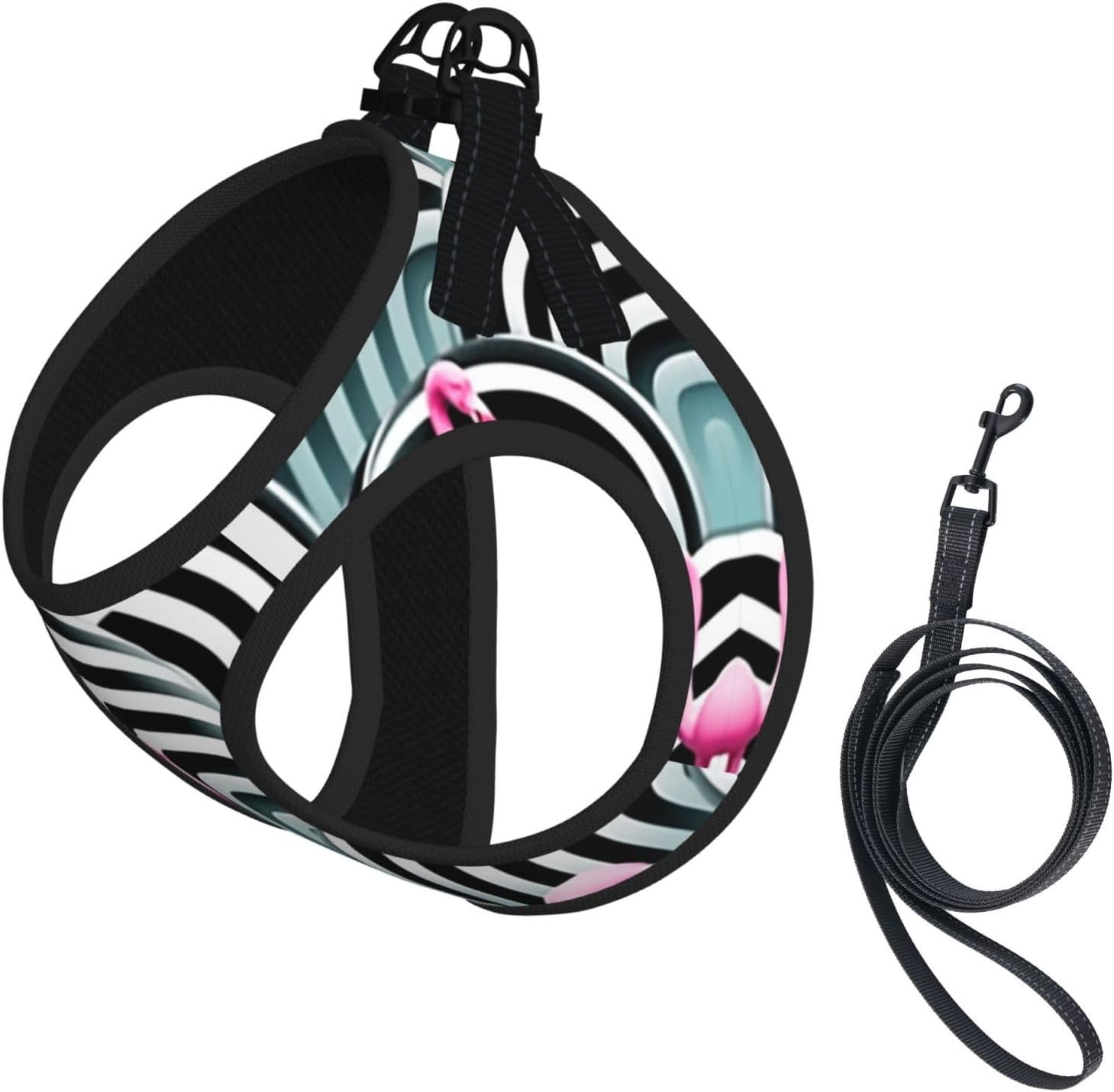 Flamingo Pet Vest Small Size Dog Harness and Leash Set for Training, Reflective & Adjustable Without Accessories Small