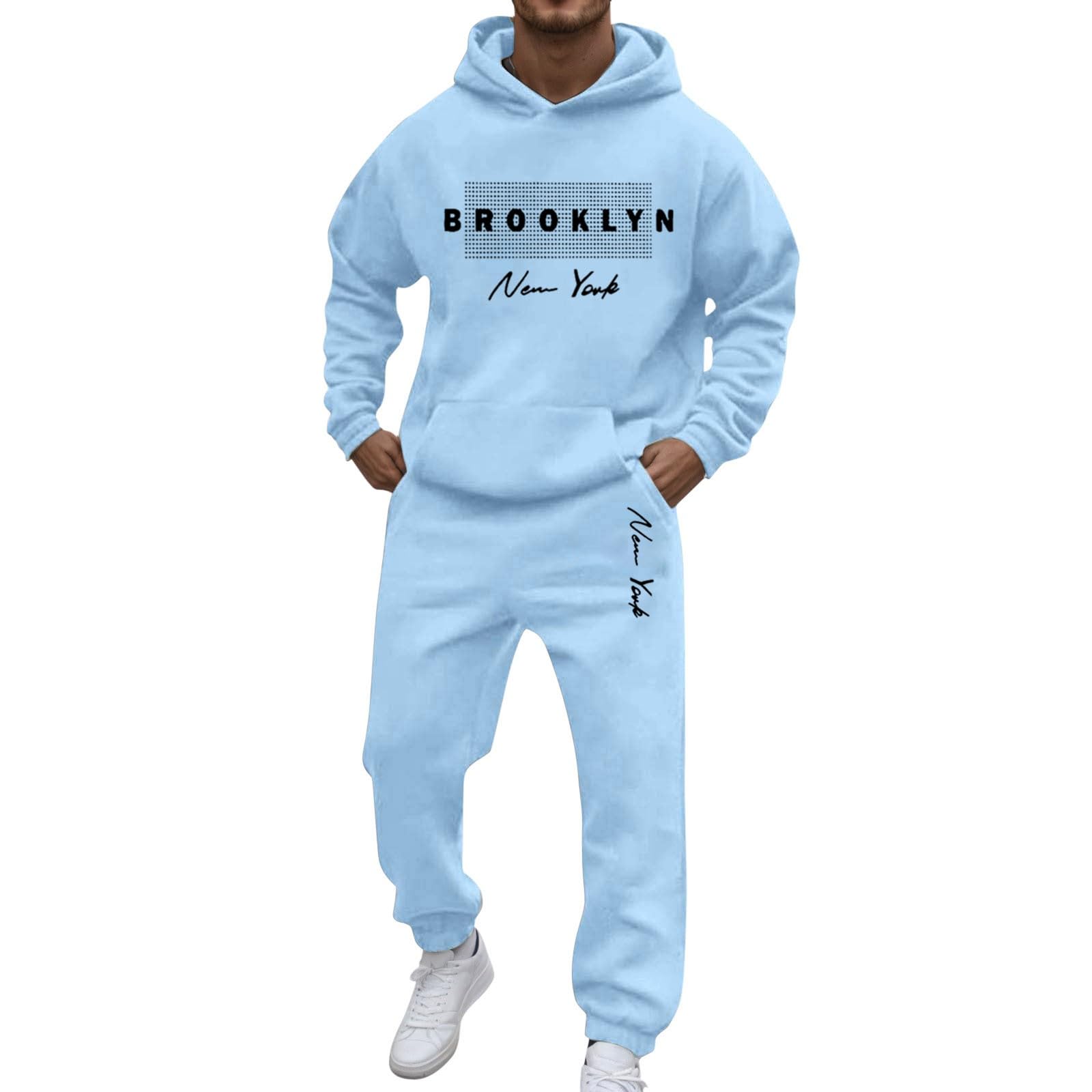 WWricotta Tenue de sport homme polaire, sweat capuche raglan, cordon, pantalon, deux pièces/A