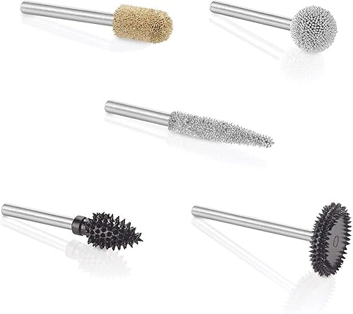Kutzall Paquete de 5 rebabas rotatorias, eje de 1⁄8 pulgadas, variedad - Brocas para tallar madera para Dremel, Foredom, DeWalt, Milwaukee.