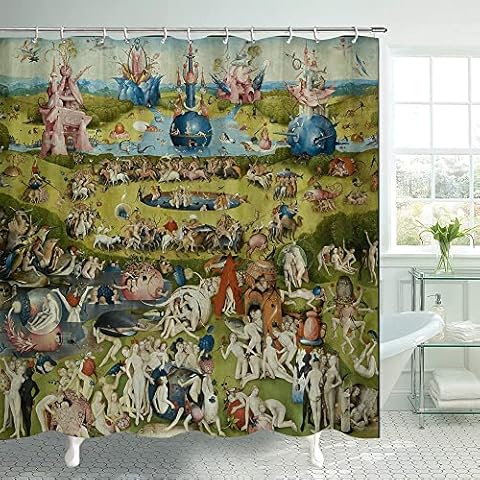 The Garden of Earthly Delights Shower Curtain for Bathroom Art Bath Curtain by Hieronymus Bosch Shower Curtains Polyester Fabric Decor with Hooks 69x70Inches Cover