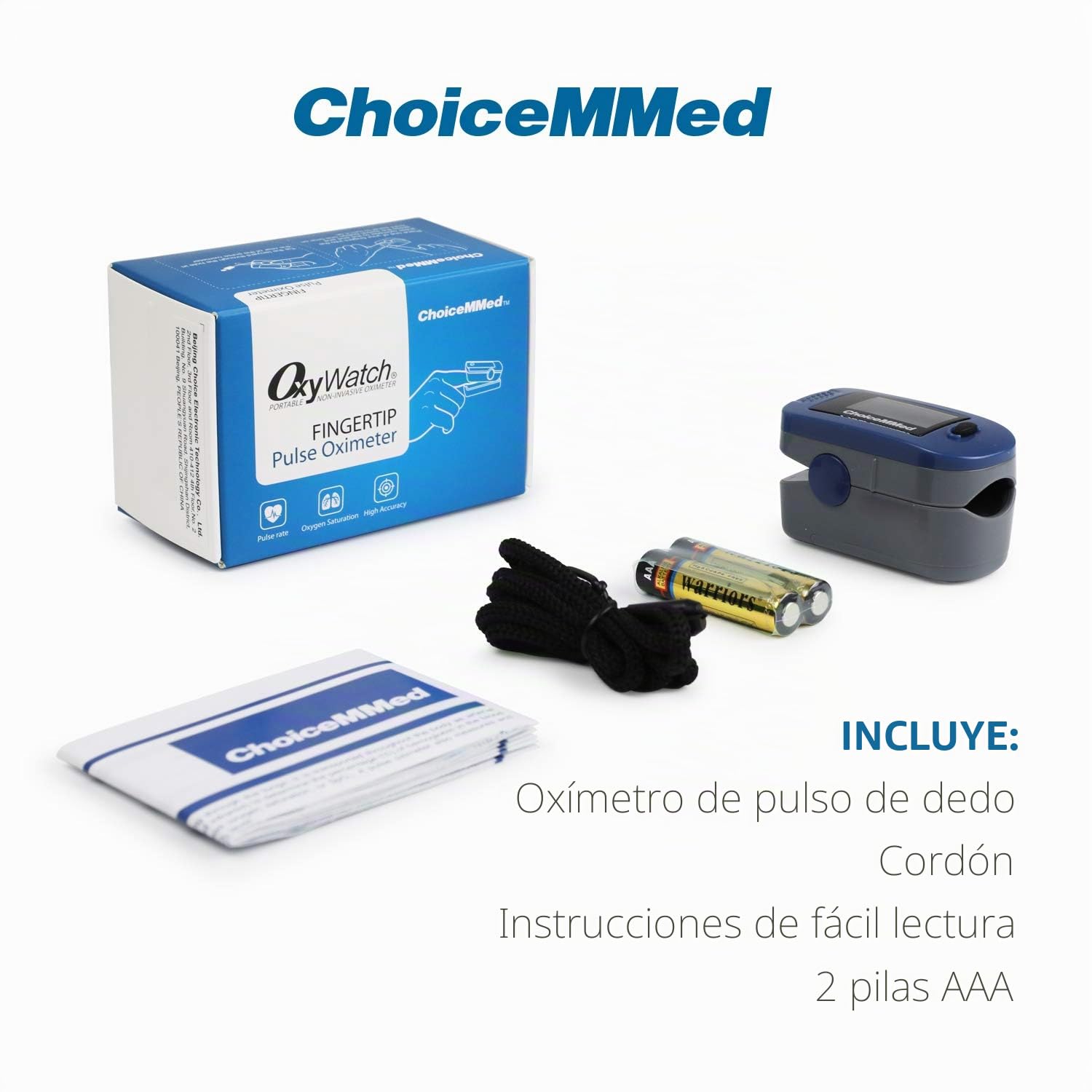 Oxímetro de pulso de dedo ChoiceMMed, MD300C2, oxímetro para medir la frecuencia cardíaca y la saturación de oxígeno (SpO2), dispositivo de monitoreo fisiológico simple, confiable y duradero