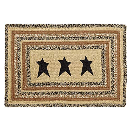 VHC Brands Primitive Flooring Prim Grove Star Jute Stenciled Rectangle 24x36 Rug