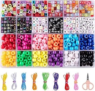 Acrylic Letter A~Z Beads, Bracelet Making Beads, ABC Beads, Pony Beads, 6mm Beads, Rainbow Opaque Beads, 8 Rolls of Colorful Elastic Bracelets, Used to Make Jewelry DIY Crafts