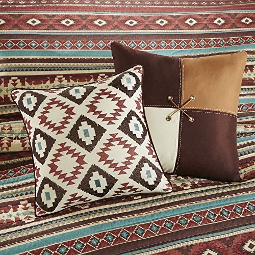 Madison Park Quilt Rustic Southwestern All Season, Breathable Coverlet Bedspread, Lightweight Bedding, Shams, Decorative Pillow, King/California King (104"X94"), Taos, Ikat Red/Spice 6 Piece #TOP2
