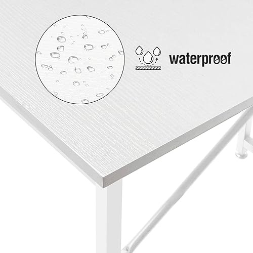 Miniatura 5 de Lufeiya Escritorio blanco para computadora para dormitorio, mesa de estudio simple y moderna de 40 pulgadas, escritorio de escritura para niños,