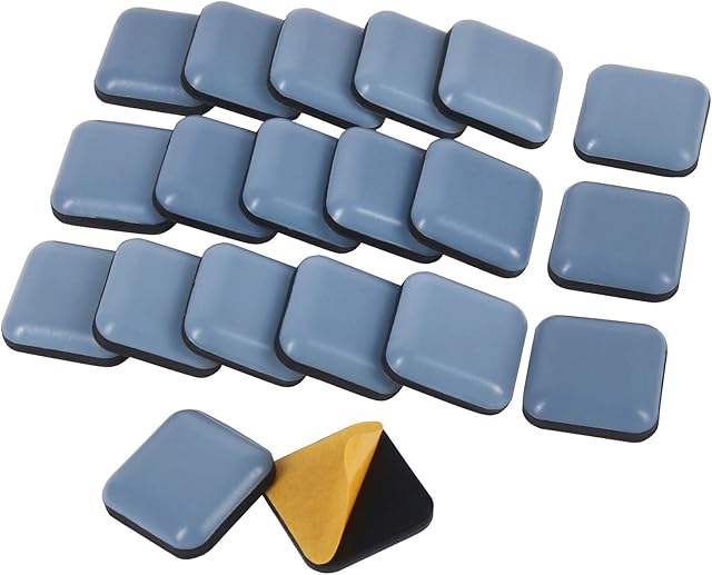 Furniture Glides, 20 Pieces Teflon Self Adhesive Chair Leg PTFE Sliders for Furniture Easy Movers(Square)