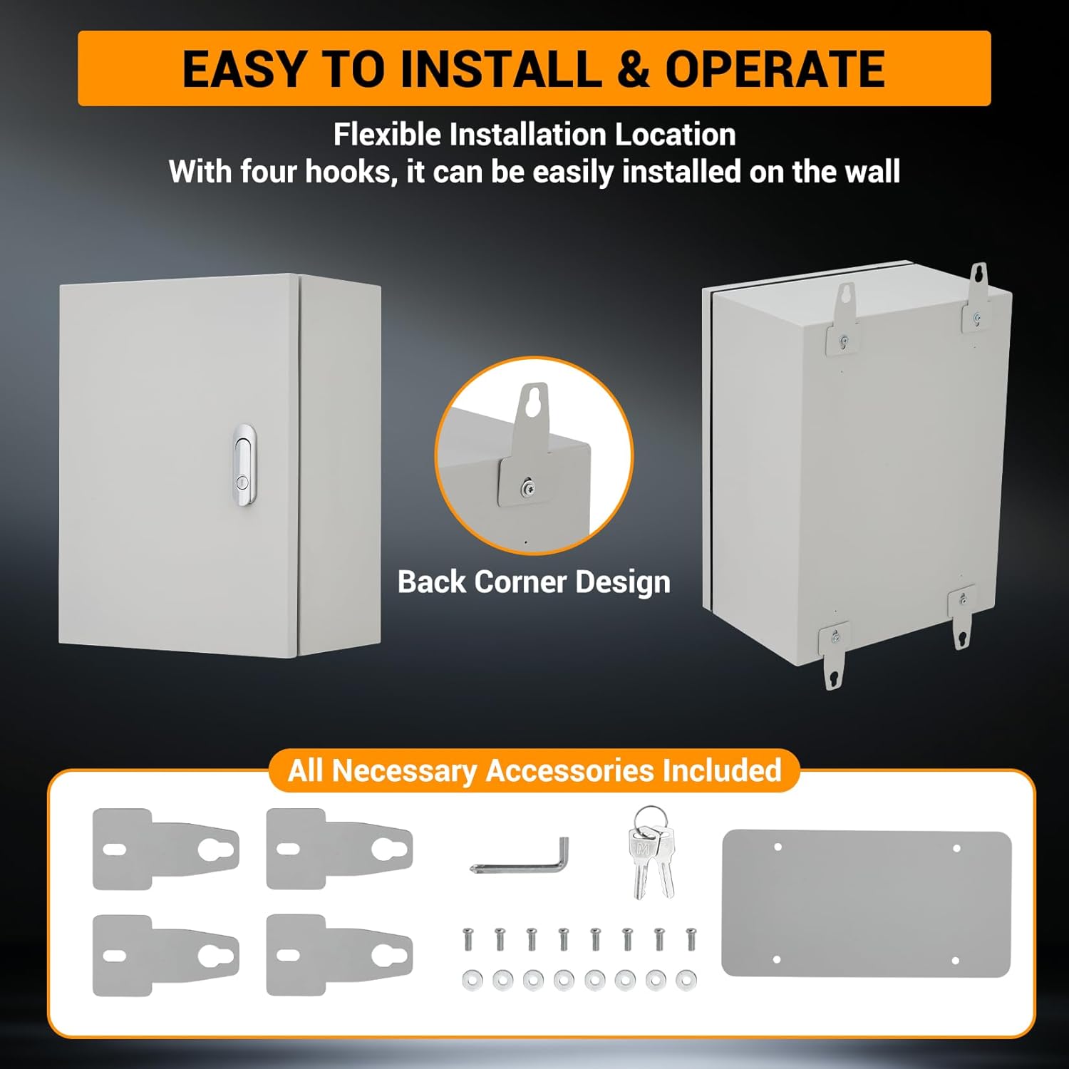 Stainless Steel Electrical Box - NEMA 4x/IP66 Waterproof & Dustproof, Lockable Titanium Enclosure with Mounting Plate, Universal Wall-Mounted Junction Box for Indoor/Outdoor Use,12" x 10" x 6"