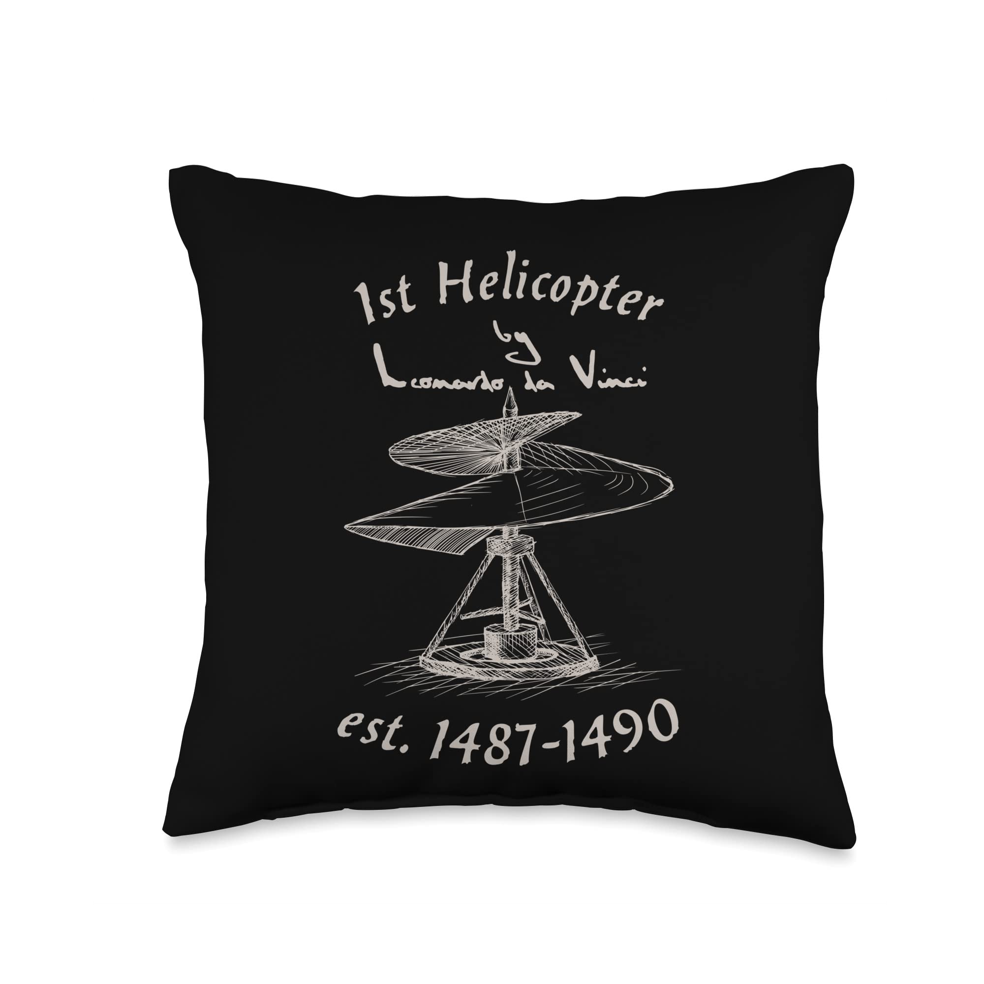 DasDirkDesign Da Vinci's air Screw-The First Helicopter Throw Pillow, 16x16, Multicolor