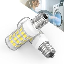 WE05X20431 Dryer LED Light Bulb, E12 120V 5W 6500K Candelabra Base Dryer Drum Appliance Incandescent Light Bulb for L-G G-E Whirl-Pool Replace 22002263 WE4M305 WP3395618 2PCS, Daylight White