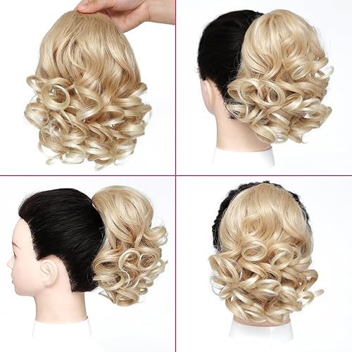 Miniatura 3 de BETHANY Extensión de cola de caballo con cordón de 10 pulgadas, extensiones de cabello sintético corto suelto y ondulado para mujer, uso diario