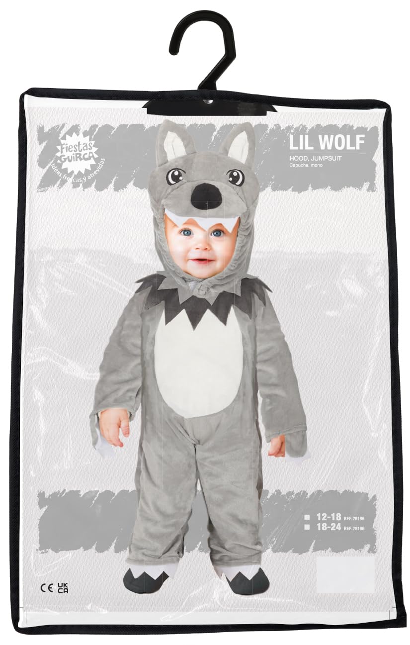 FIESTAS GUIRCA | Disfraz de Lobito Bebé - Capucha y Mono - Disfraces de Animales para Halloween, Carnaval y Fiestas de Disfraces - Ideal para Bebés y Niños Pequeños