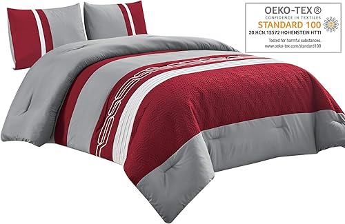 Miniatura 8 de WPM WORLD PRODUCTS MART Juego de edredón alternativo de plumón morado y gris tamaño Queen incluye edredón y fundas de almohada para dormitorio