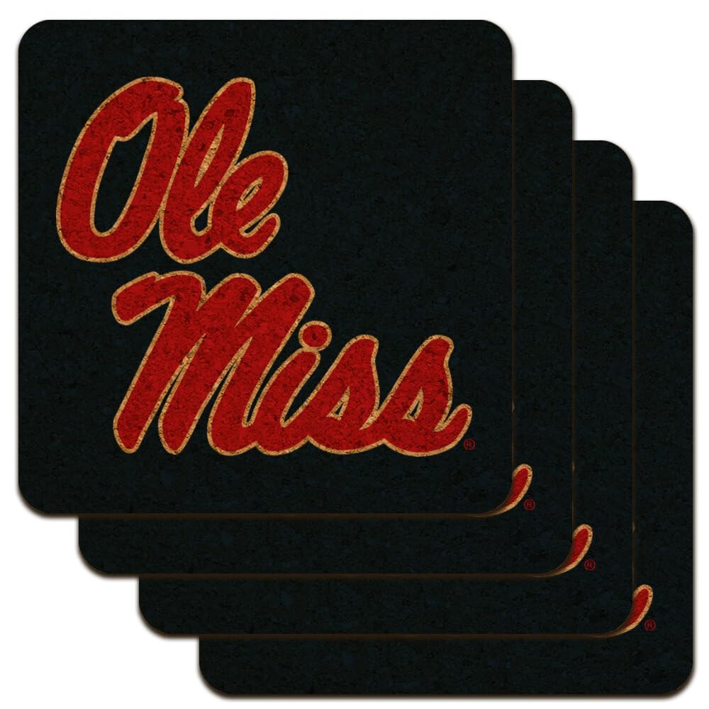 Graphics & More University of Mississippi Primary Logo Low Profile Novelty Cork Coaster Set