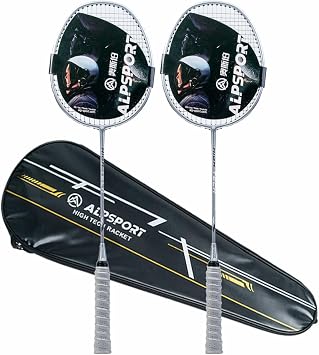 RR 4U Graphite Badminton Rackets Sets of 2, Composite Carbon Fiber Aluminum Racquets Including Leather Badminton Bag, 2 Tied Grip Tapes