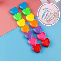 Marca Texto Coração com Caneta Fofa (7 pecas)- Kawaii - (multicolorida)