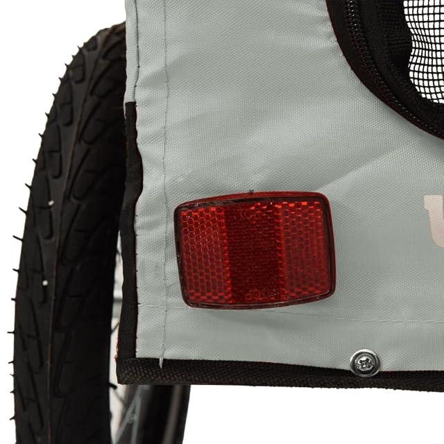 Foto 4 de 8 de vidaXL Remolque de Bicicleta Mascotas Hierro Tela Oxford Gris Negro