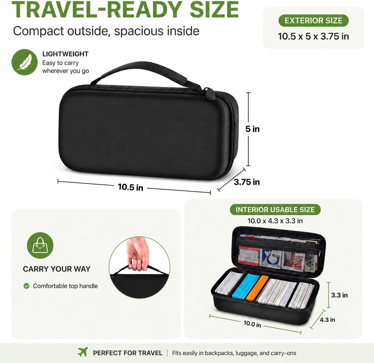 ALKOO Premium 900+ Trading Card Carrying Case - Hard Shell TCG Travel Storage Bag with Dividers & Shoulder Strap - Holds 900+ Sleeved Cards or Deck Boxes - Compatible with MTG & Sports Cards