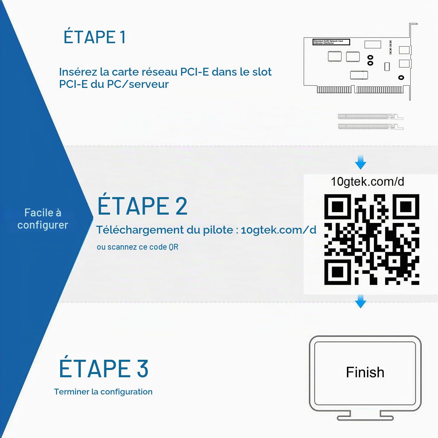 H!Fiber.com Carte réseau Ethernet 10G, 2 Ports SFP+ NIC, 10GbE CNA, Spec équivalent à X520-DA2, avec contrôleur Intel 82599ES, supportant Windows Server/Linux/VMware (Pas de Support Mac)