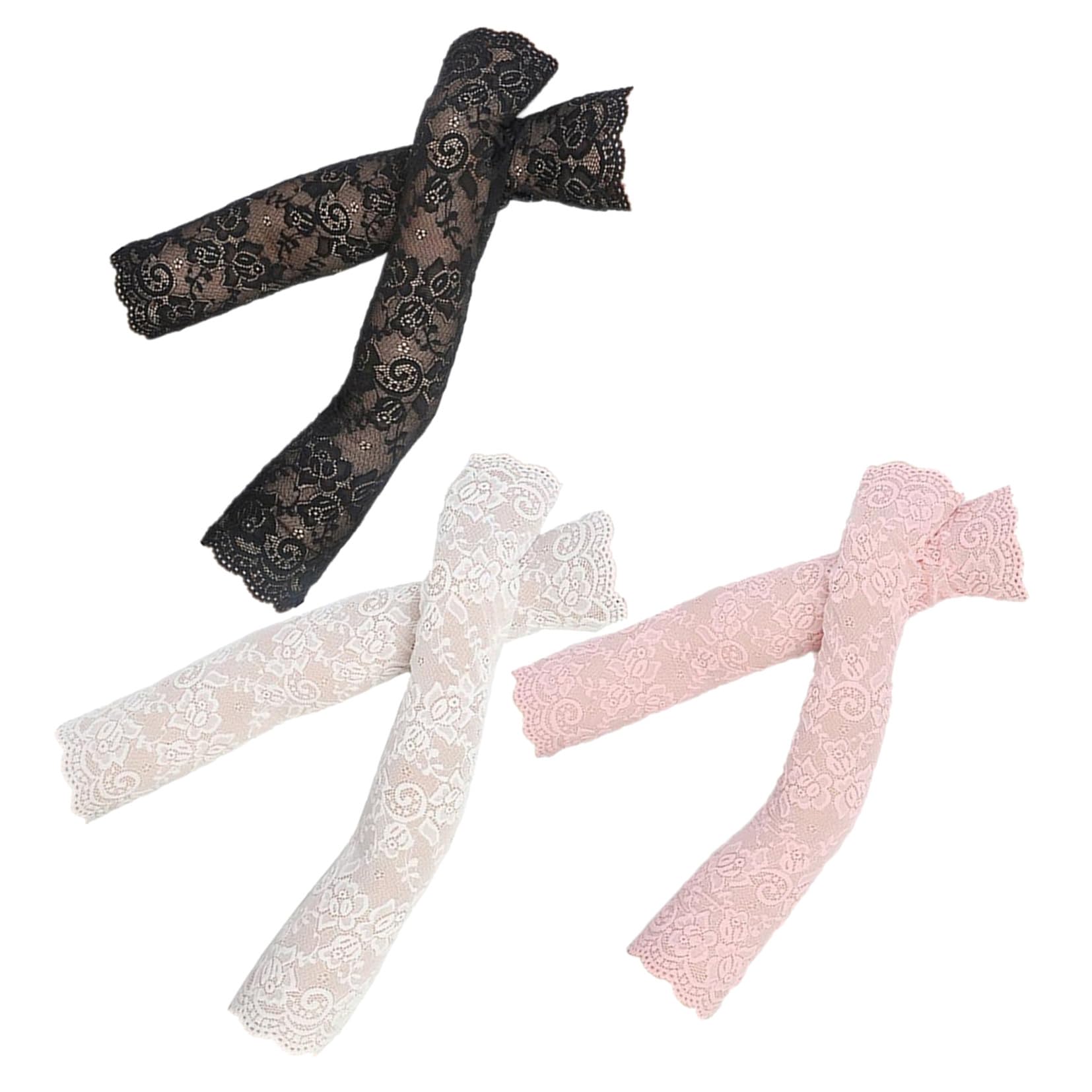 ABOOFAN 3 Paires de Manches de Bras en Dentelle D'été Longs sans Doigts Protège-Coudes Couvre-Cicatrice pour Femmes Noir Blanc Peachpink